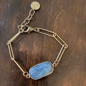 Grey Agate and Gold Chain Bracelet